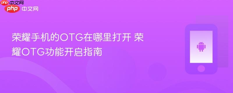荣耀手机的otg在哪里打开 荣耀otg功能开启指南