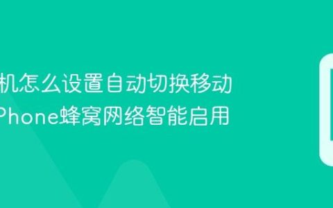苹果手机怎么设置自动切换移动数据?iPhone蜂窝网络智能启用