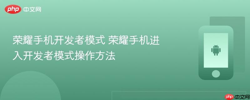 荣耀手机开发者模式 荣耀手机进入开发者模式操作方法
