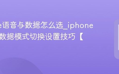 iphone语音与数据怎么选?iphone语音与数据模式切换设置技巧【指南】