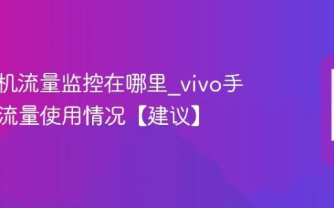 vivo手机流量监控在哪里?vivo手机查看流量使用情况【建议】