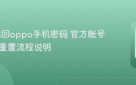 10秒找回oppo手机密码 官方账号验证与重置流程说明