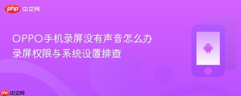 oppo手机录屏没有声音怎么办 录屏权限与系统设置排查