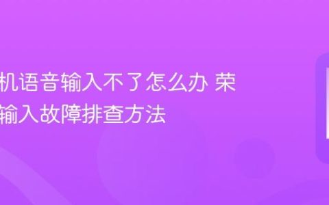 荣耀手机语音输入不了怎么办 荣耀语音输入故障排查方法