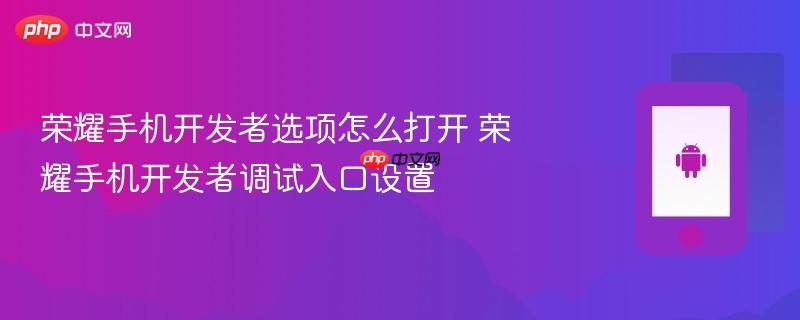 荣耀手机开发者选项怎么打开 荣耀手机开发者调试入口设置