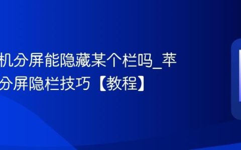 苹果手机分屏能隐藏某个栏吗?苹果手机分屏隐栏技巧【教程】