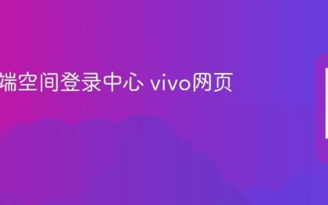 vivo云端空间登录中心 vivo网页版官网