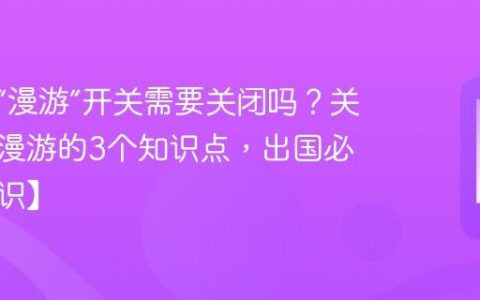 手机的“漫游”开关需要关闭吗？关于流量漫游的3个知识点，出国必看【常识】