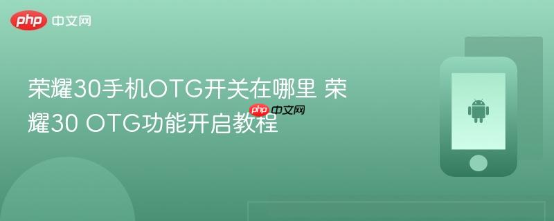 荣耀30手机otg开关在哪里 荣耀30 otg功能开启教程