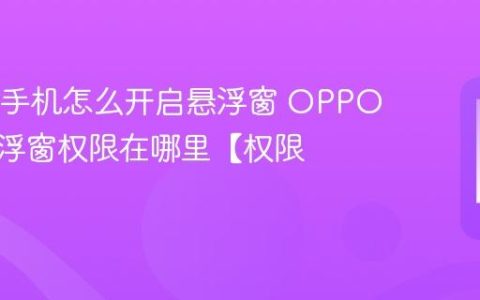 OPPO手机怎么开启悬浮窗 OPPO手机悬浮窗权限在哪里【权限】