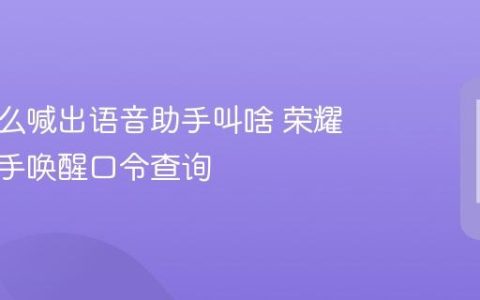 荣耀怎么喊出语音助手叫啥 荣耀语音助手唤醒口令查询