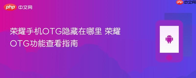 荣耀手机otg隐藏在哪里 荣耀otg功能查看指南