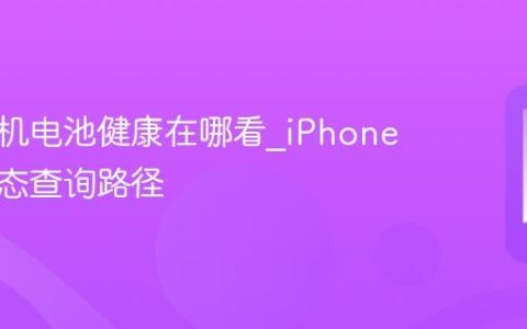 苹果手机电池健康在哪看?iPhone电池状态查询路径