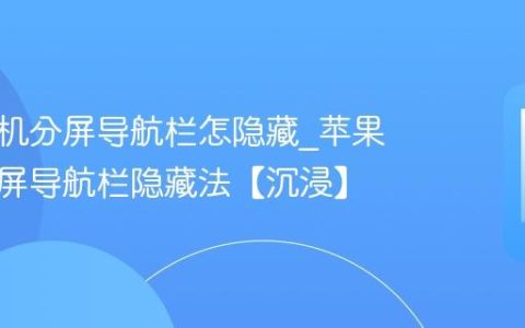 苹果手机分屏导航栏怎隐藏?苹果手机分屏导航栏隐藏法【沉浸】