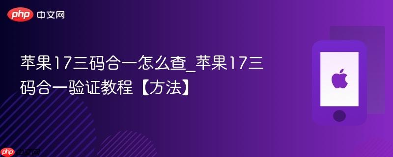 苹果17三码合一怎么查_苹果17三码合一验证教程【方法】