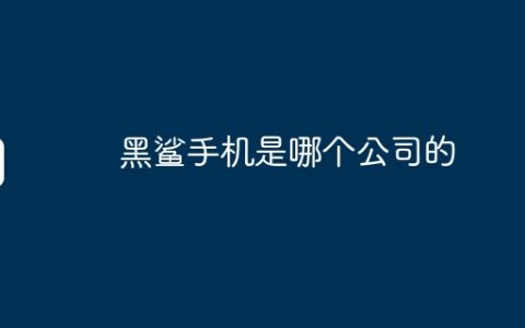 黑鲨手机是哪个公司的