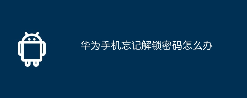 华为手机忘记解锁密码怎么办