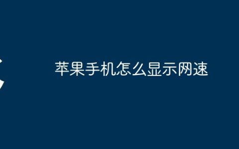 苹果手机怎么显示网速