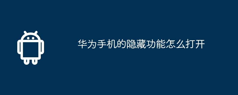 华为手机的隐藏功能怎么打开