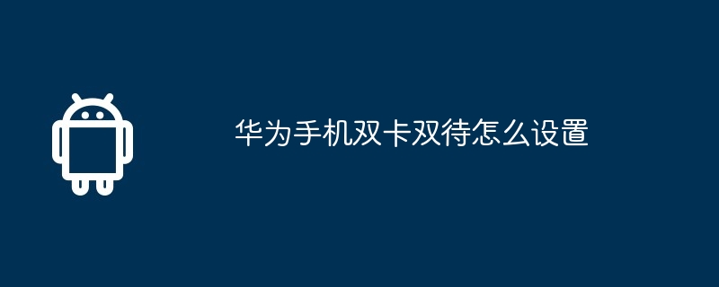 华为手机双卡双待怎么设置