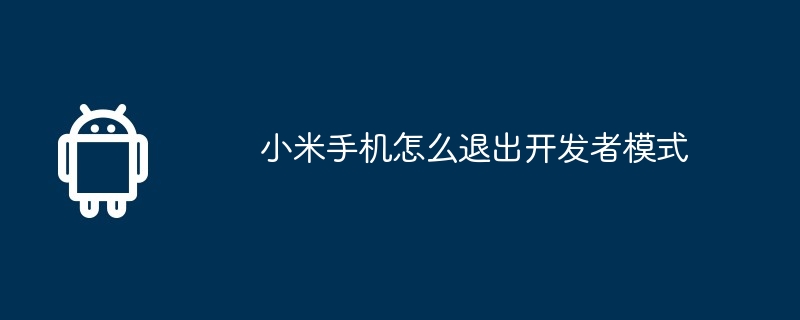 小米手机怎么退出开发者模式