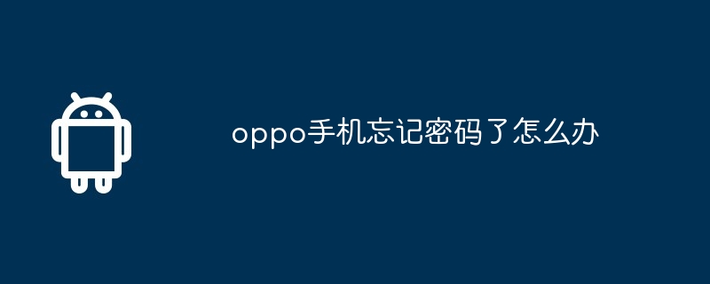 oppo手机忘记密码了怎么办