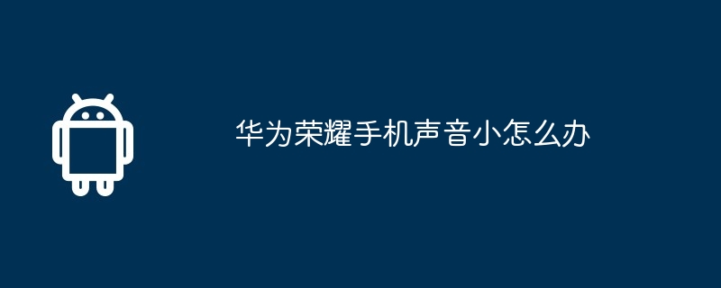 华为荣耀手机声音小怎么办