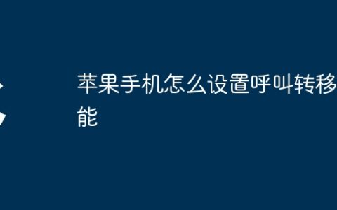 苹果手机怎么设置呼叫转移功能
