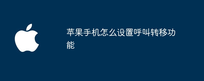 苹果手机怎么设置呼叫转移功能