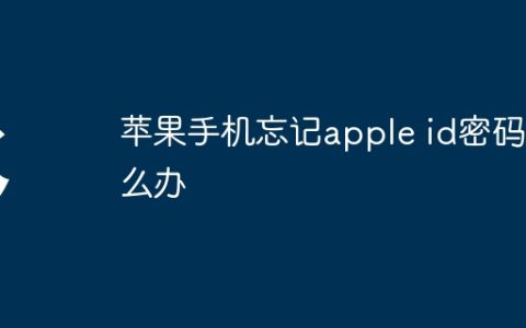 苹果手机忘记apple id密码怎么办