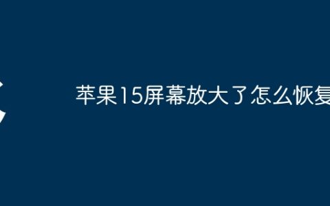 苹果15屏幕放大了怎么恢复