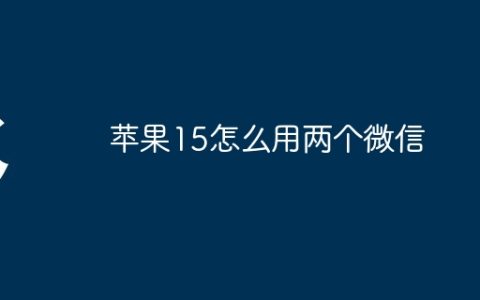 苹果15怎么用两个微信