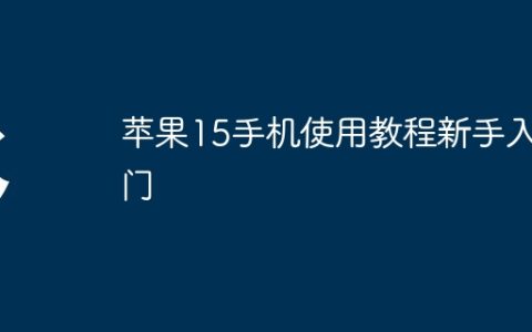 苹果15手机使用教程新手入门