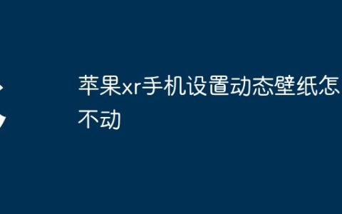 苹果xr手机设置动态壁纸怎么不动