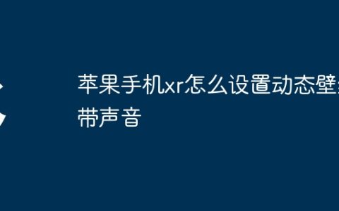 苹果手机xr怎么设置动态壁纸带声音