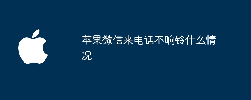 苹果微信来电话不响铃什么情况