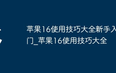 苹果16使用技巧大全新手入门?苹果16使用技巧大全