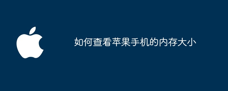 如何查看苹果手机的内存大小