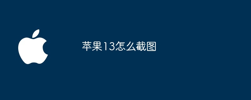 苹果13怎么截图