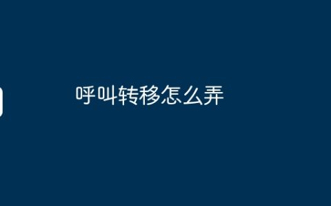 呼叫转移怎么弄