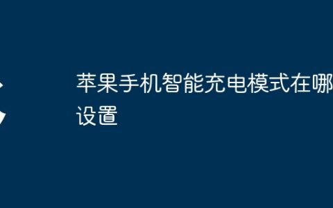 苹果手机智能充电模式在哪里设置