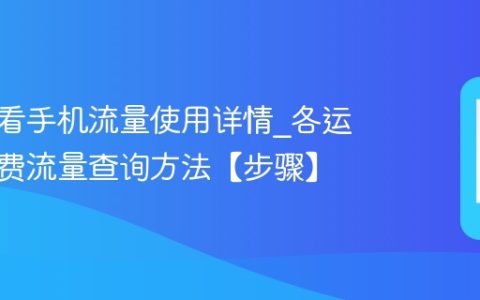 如何查看手机流量使用详情?各运营商话费流量查询方法【步骤】