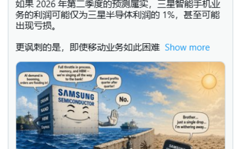 三星手机业务盈利下滑 季度利润仅为半导体的1%
