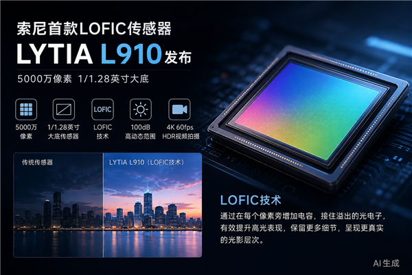 索尼首款LOFIC传感器LYTIA L910发布：5000万像素 1/1.28英寸超大底