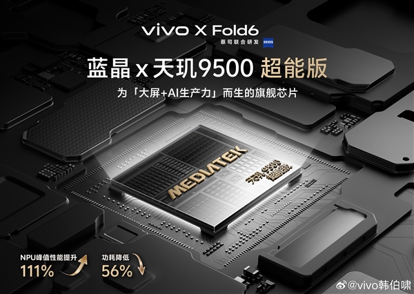 提前两年联合研发!vivo X Fold6首发天玑9500超能版:6月下旬登场