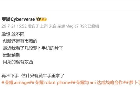 荣耀Robot Phone预约量远超预期 罗巍：再不下手 估计只有从黄牛手里拿了