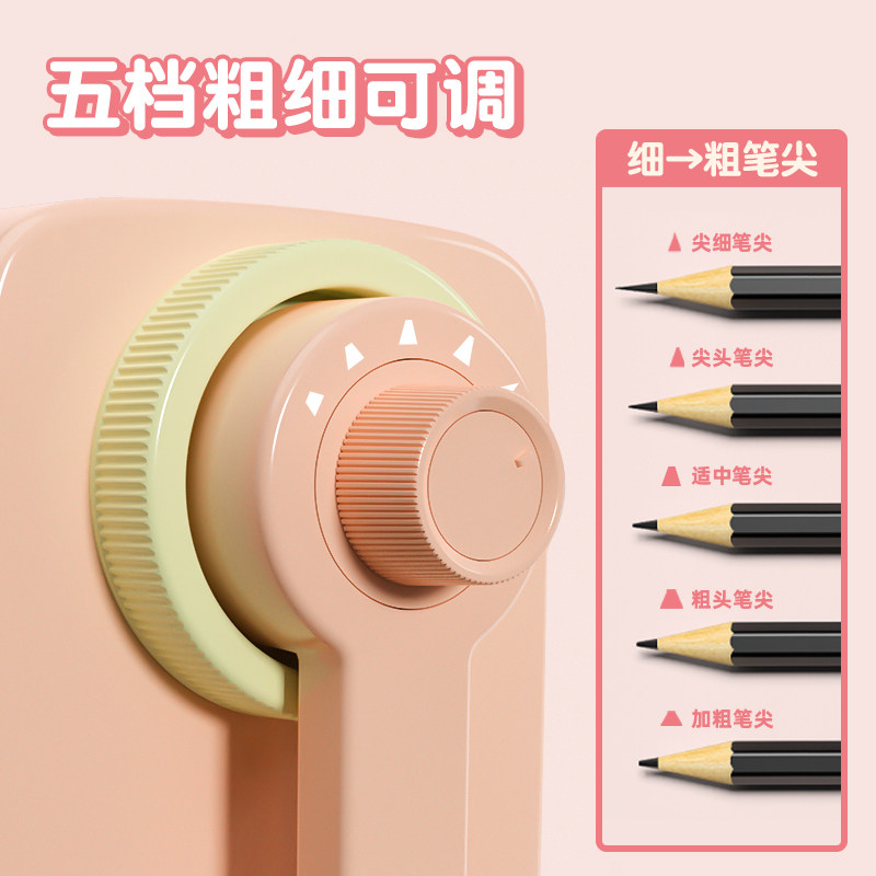 得力文具削笔机大口径削笔器卷笔刀学生转笔刀铅笔刀削笔刀学生儿童用自动进铅手摇多功能美术刨笔机简约卡通